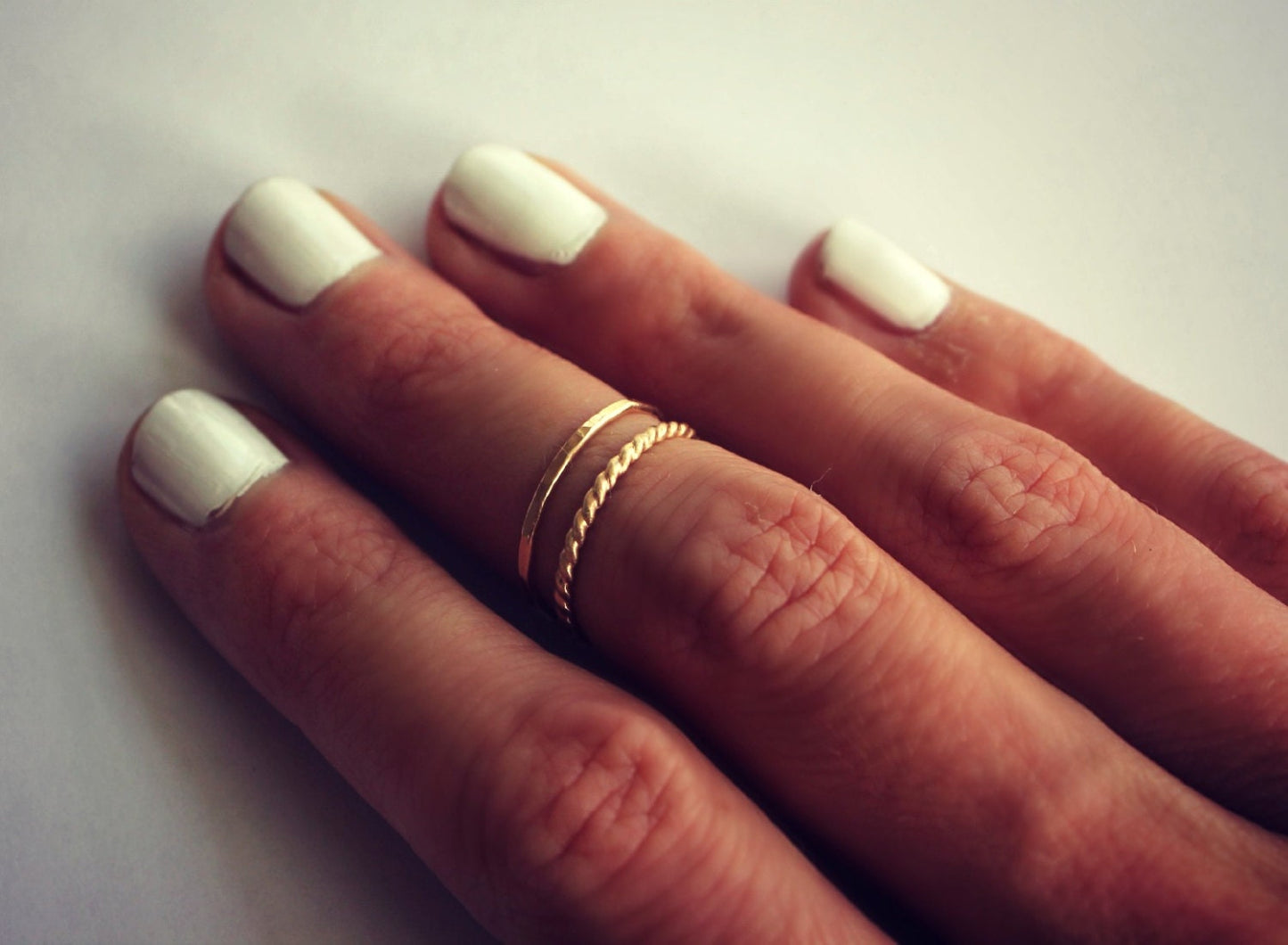14k gold filled stacking ring set, twist and hammered rings, midi rings