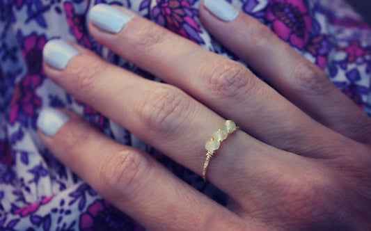 Peridot stacking ring, 14k gold filled ring, August birthstone ring