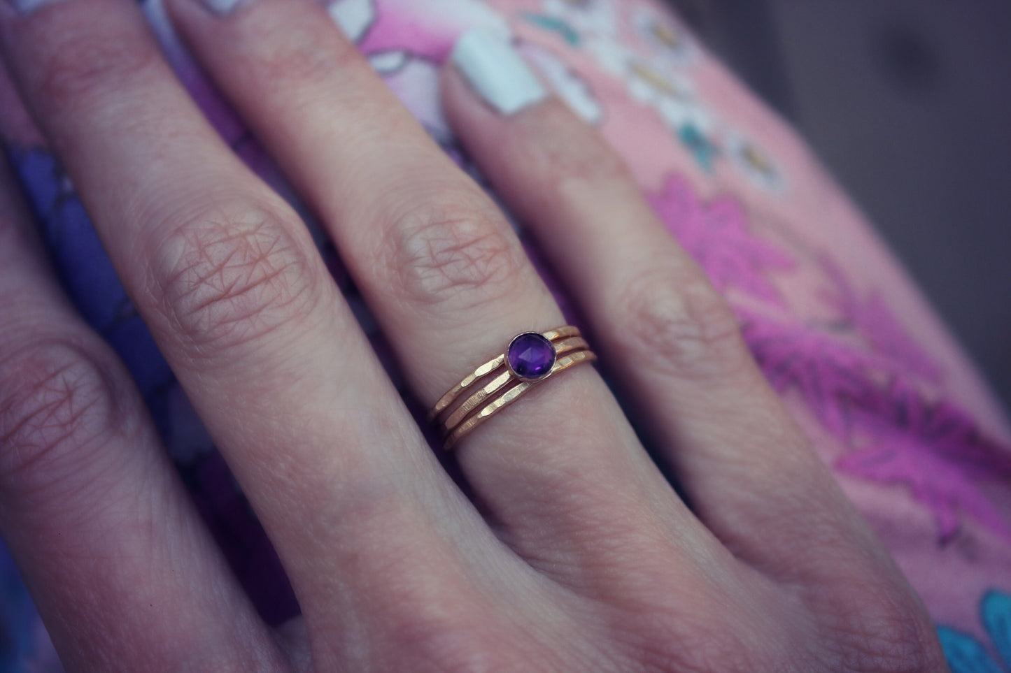 Gold filled Amethyst ring set