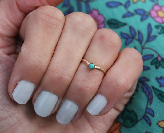 Gold filled Turquoise ring, stacking ring - December birthstone, midi rings, mid finger ring, knuckle ring, gold ring