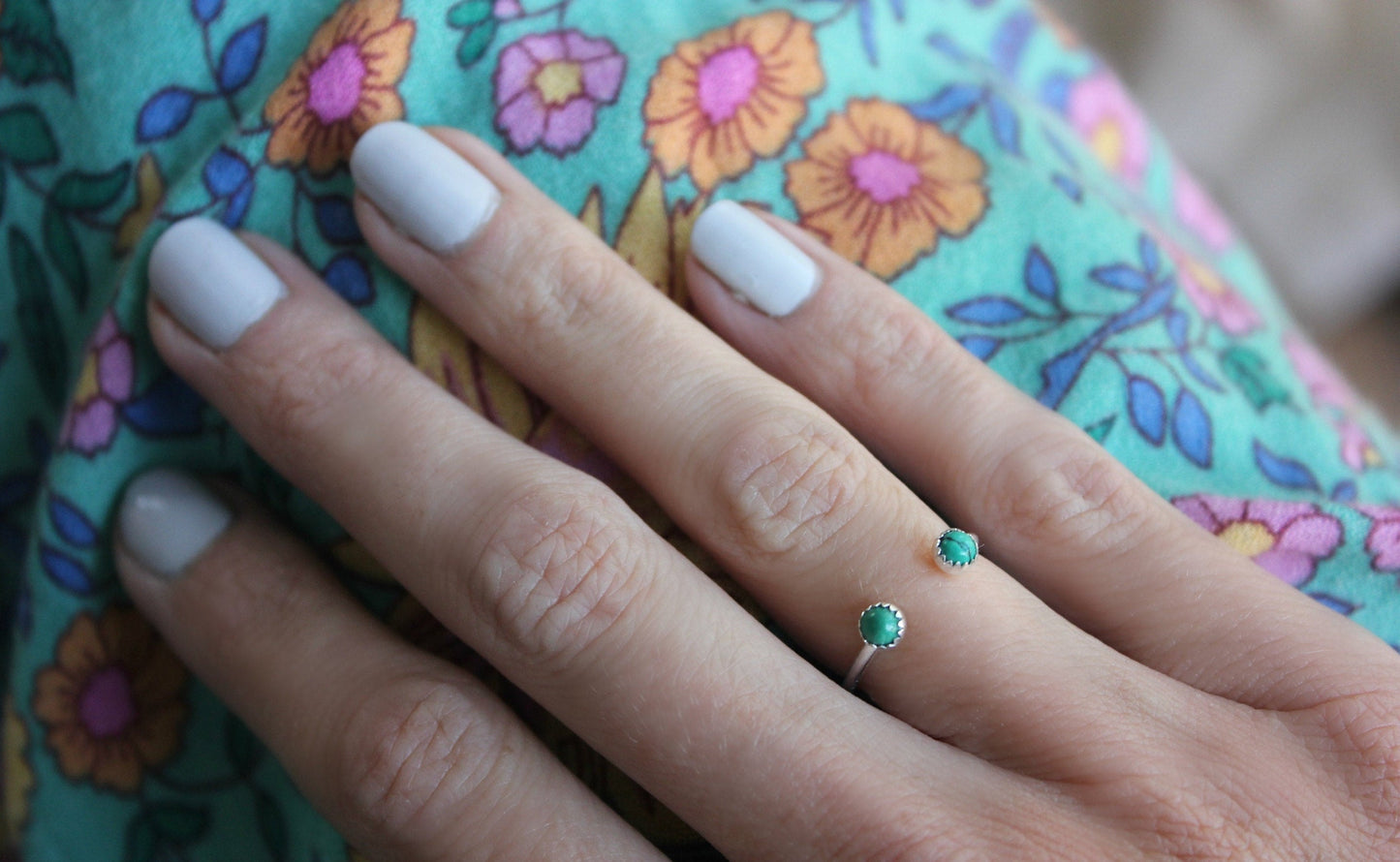 Silver rings, statement rings, turquoise ring, Silver open gemstone ring - double opal ring, sterling silver ring - choose your gemstone