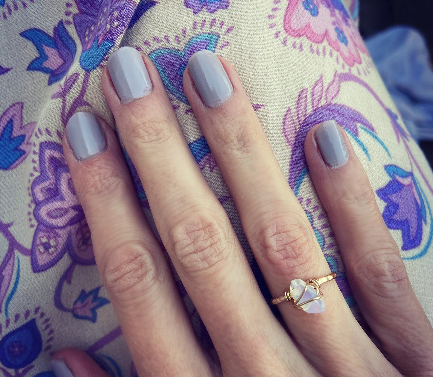 Gold fill Opalite stacking ring ∙ Skinny gold ring ∙ Gold Opalite ring ∙ 14k gold filled ring