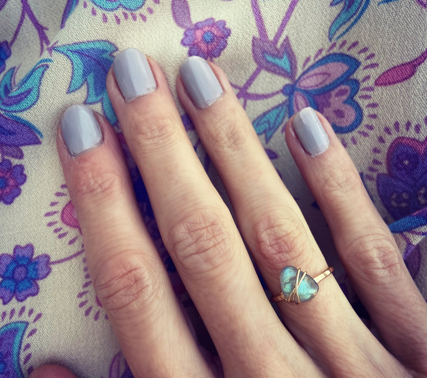 Labradorite gold fill stacking ring ∙ Skinny gold ring ∙ Gold Labradorite ring ∙ 14k gold filled ring