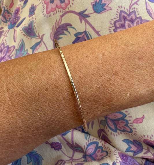 14k Gold filled bracelet, Gold filled hammered bangle