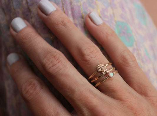 Opal mermaid ring set