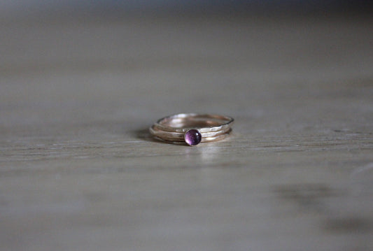 Gold filled Amethyst stacking ring set