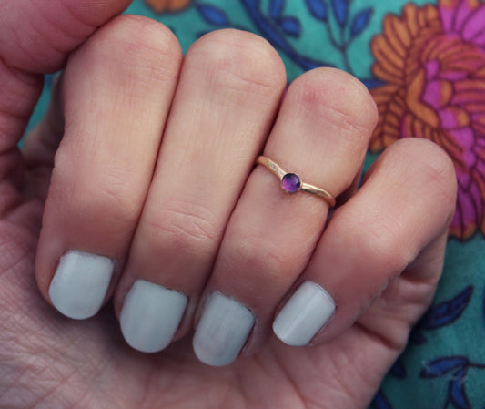 Gold filled Amethyst midi ring
