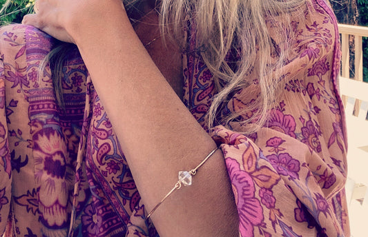 14k Gold filled quartz crystal bracelet