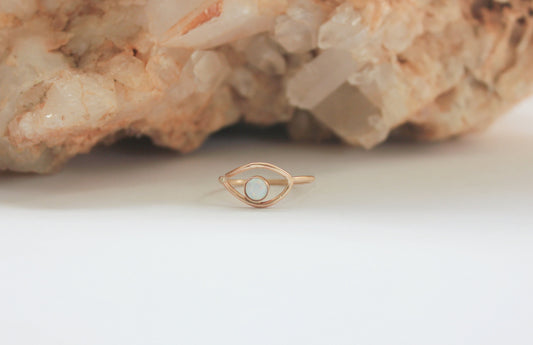 Gold filled and opal Evil eye ring