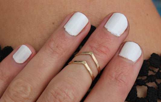 Gold filled chevron midi ring set