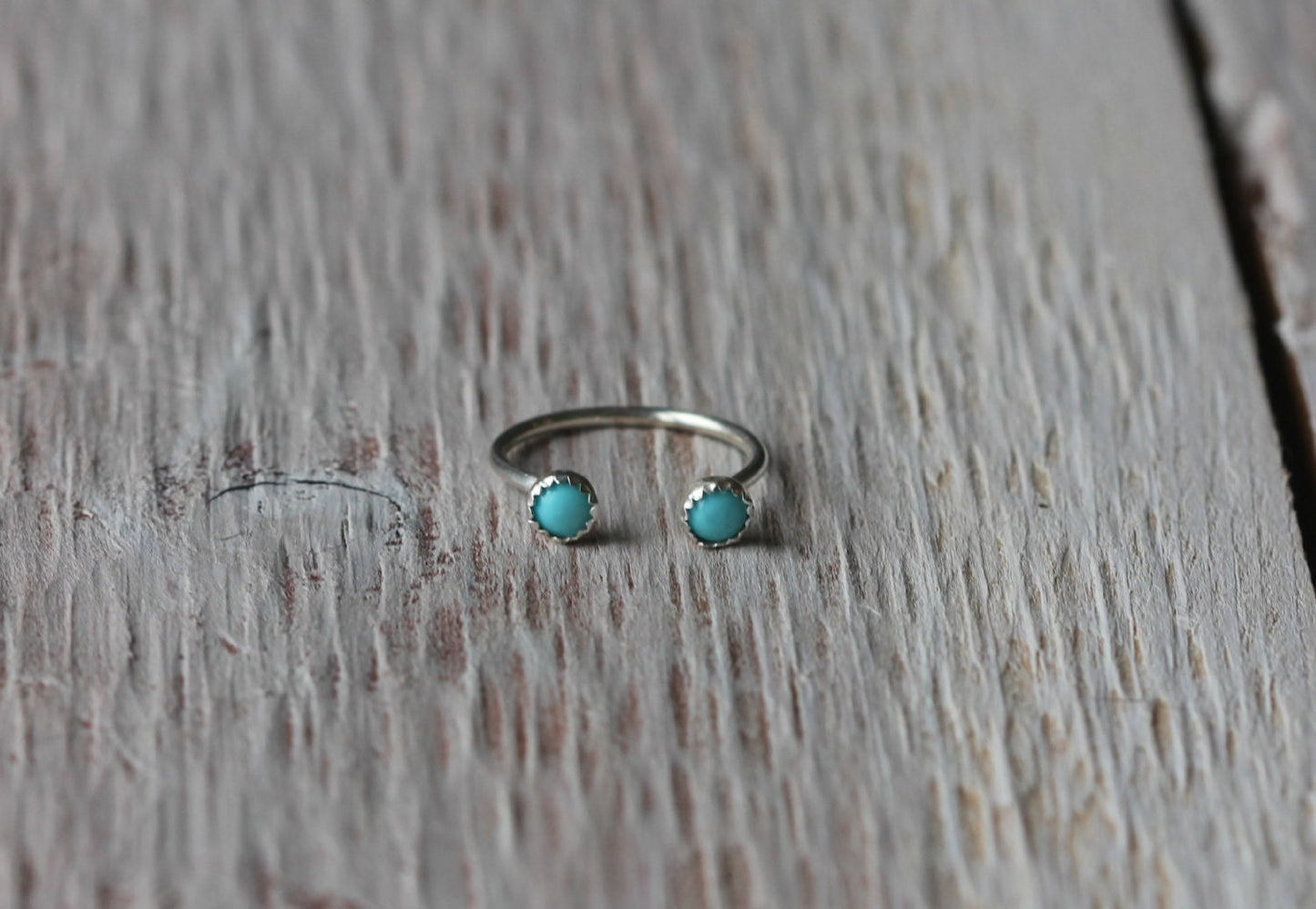 Turquoise Dual Open Ring | Sterling Silver Stacking Midi Ring