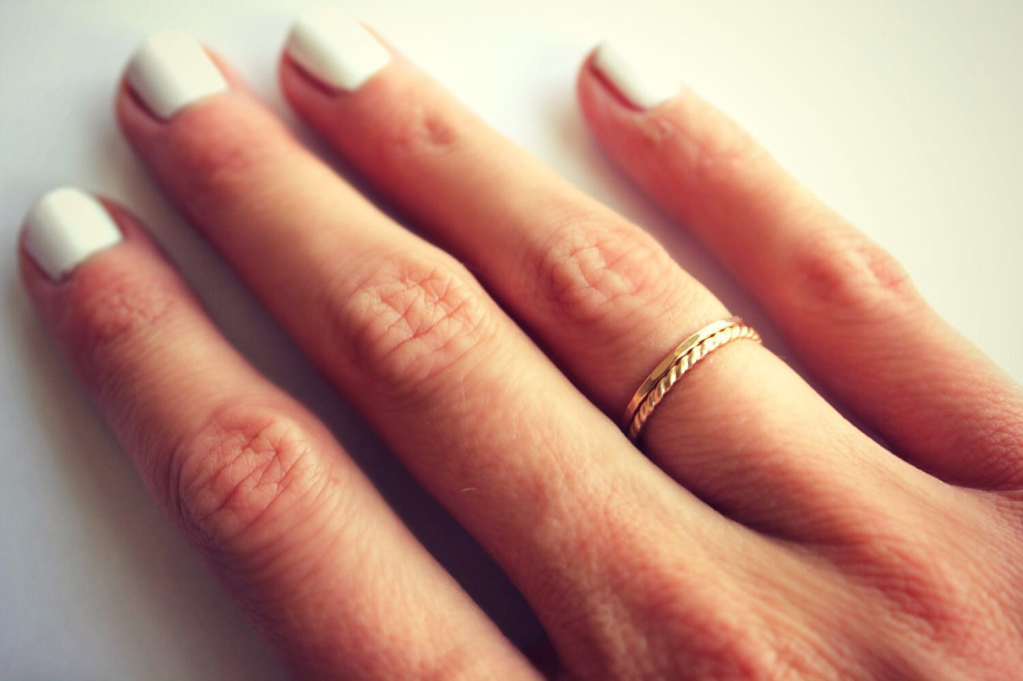 14k gold filled stacking ring set, twist and hammered rings, midi rings
