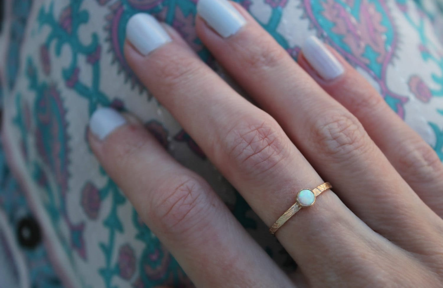 Opal Stacking Ring | 14k Gold Fill or Sterling Silver | Midi Ring