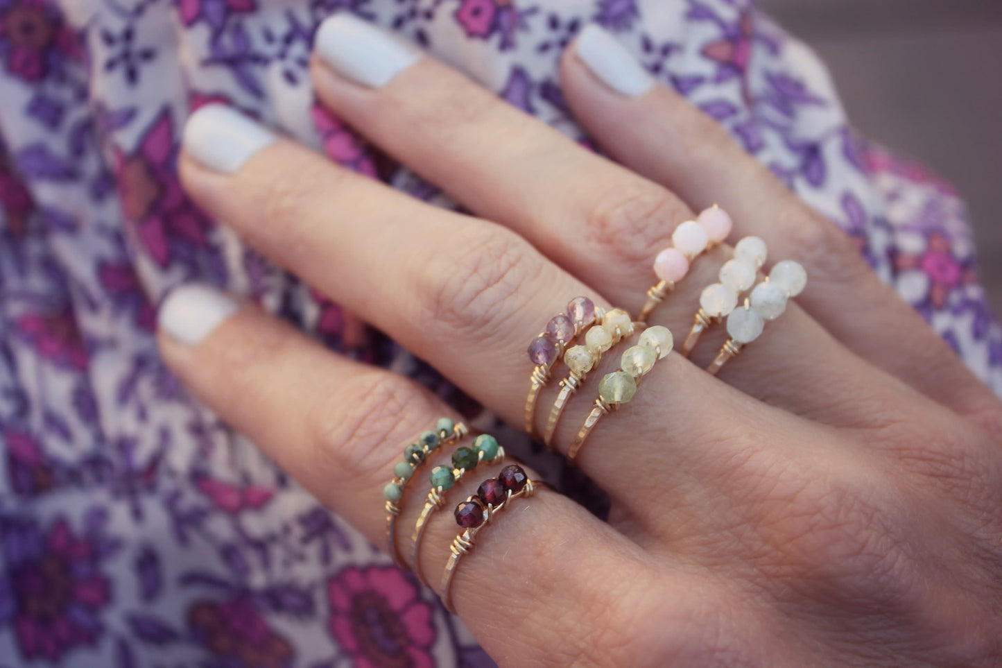 Jade Stacking Ring | 14k Gold Fill or Sterling Silver | Midi Ring