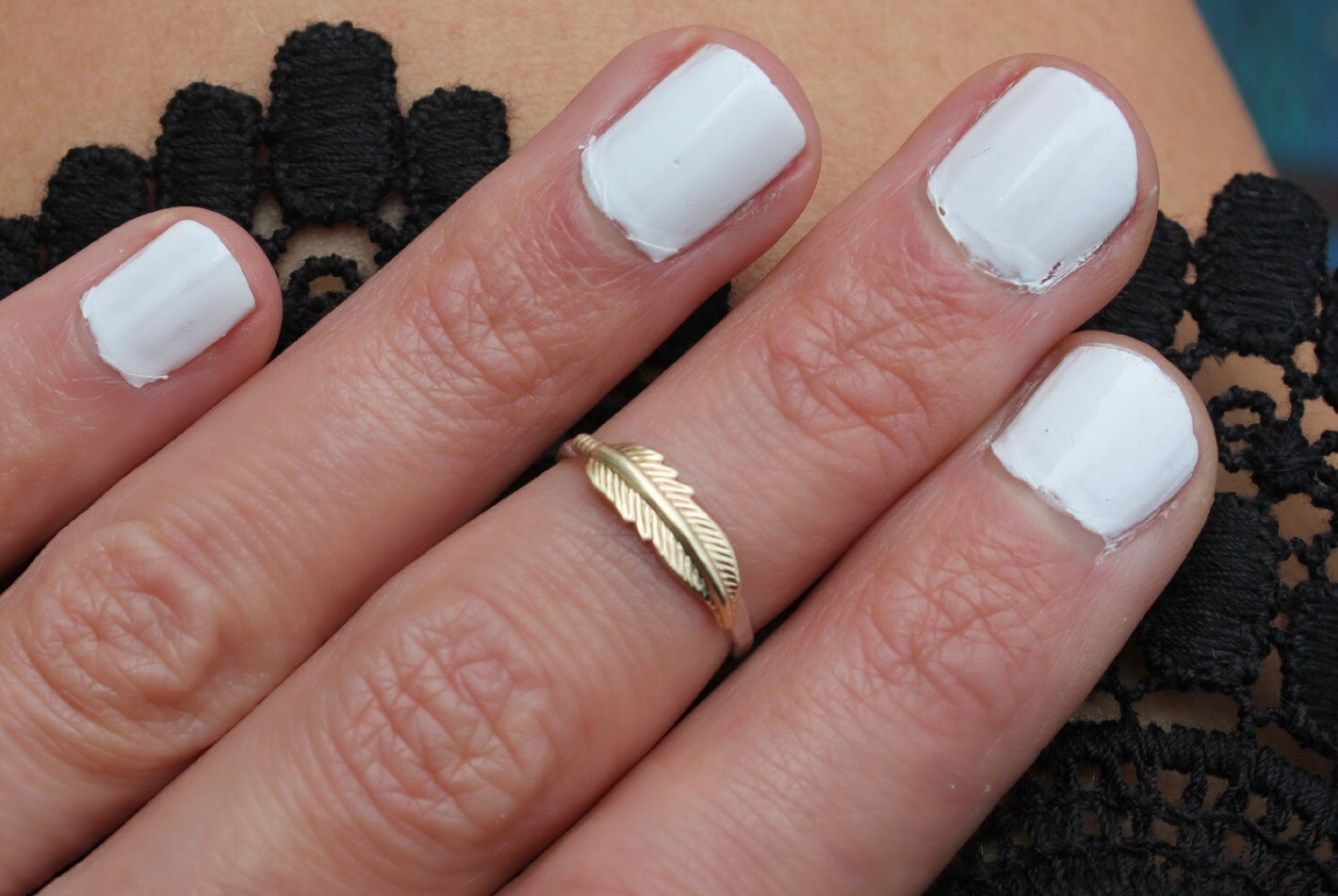 Sterling Silver Feather Ring | Brass Feather Midi Ring | Knuckle Stacking Ring