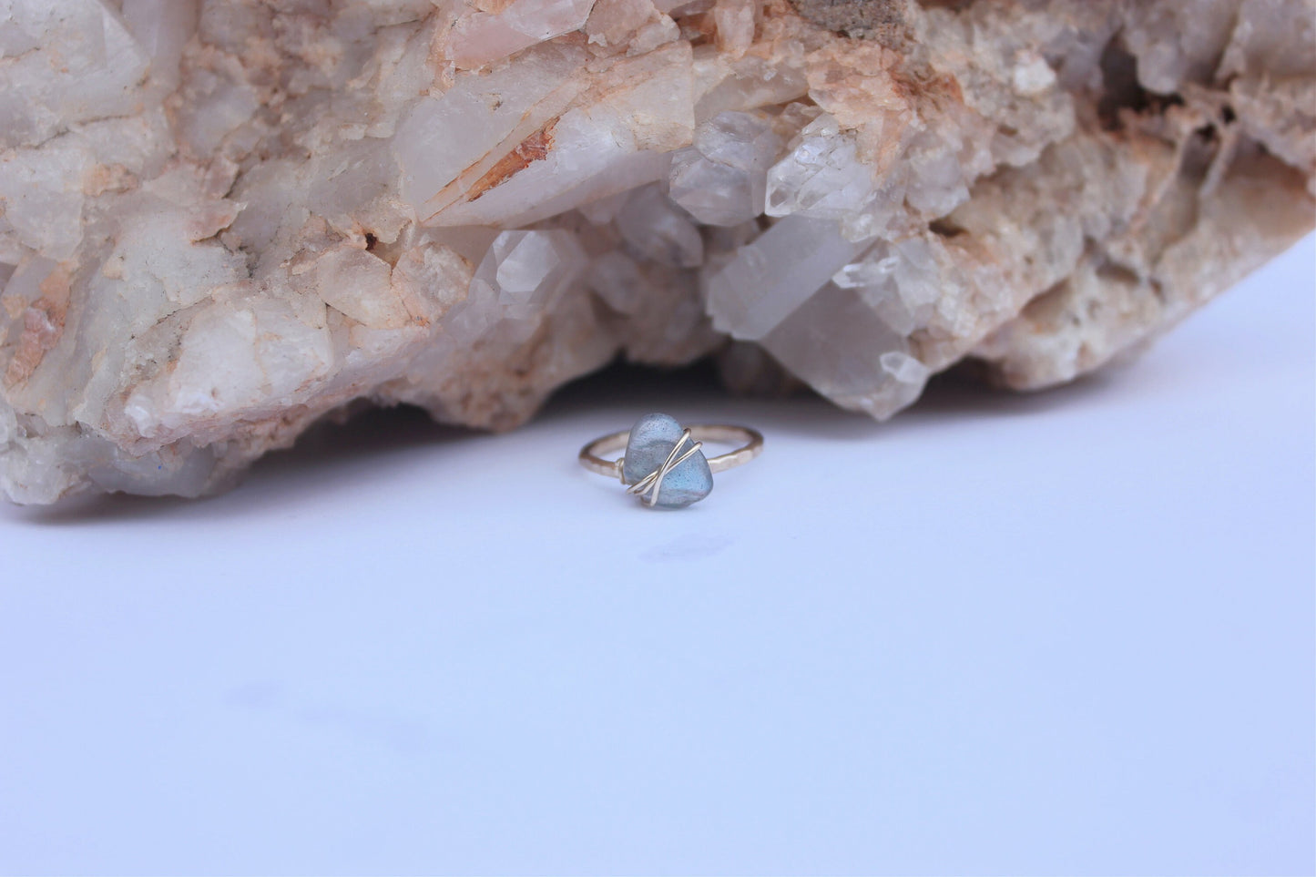 Labradorite crystal ring, 14k gold filled stacking ring, gemstone ring