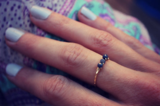 Sapphire stacking ring, 14k gold filled ring, September birthstone ring