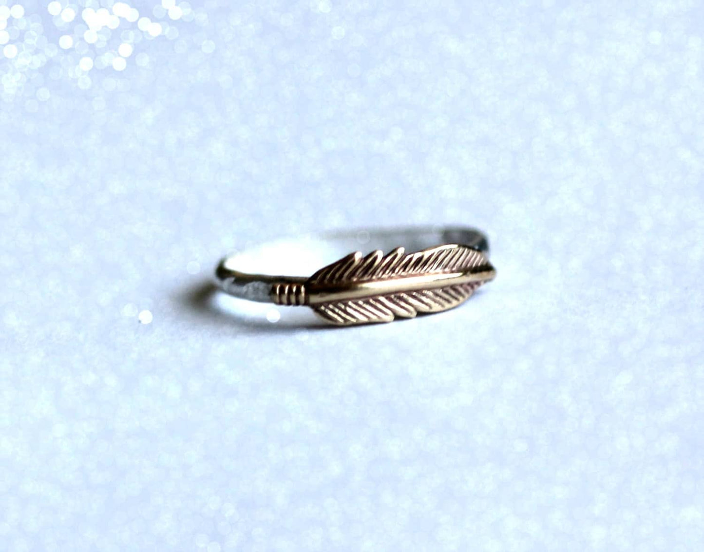 Sterling Silver Feather Ring | Brass Feather Midi Ring | Knuckle Stacking Ring