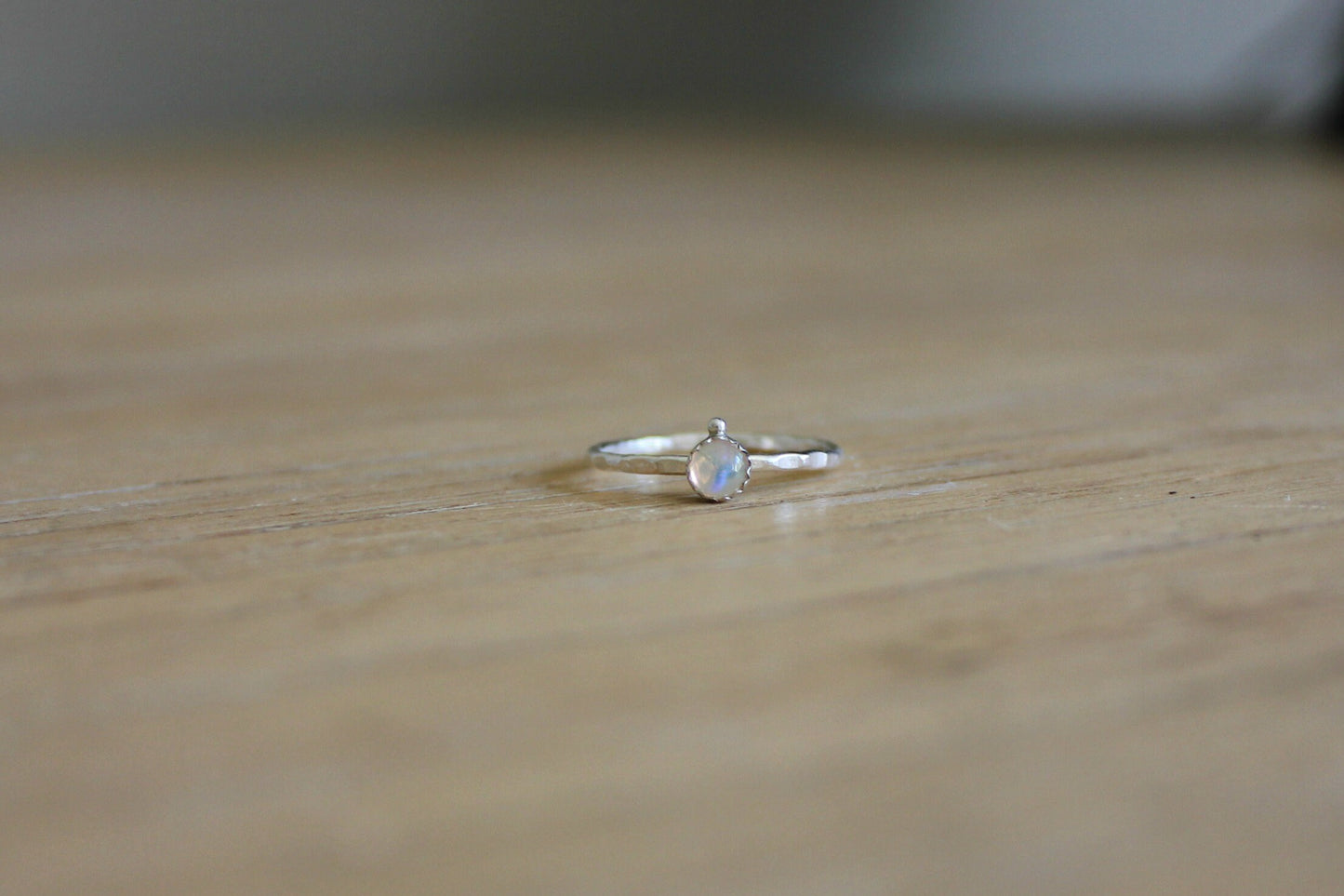 Sterling Silver Opal Stacking Ring | Genuine Ethiopian Welo Opal | Midi Ring