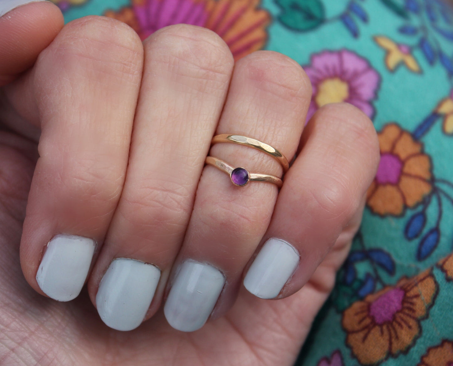 Amethyst midi ring set, gold filled knuckle rings, February birthstone ring set