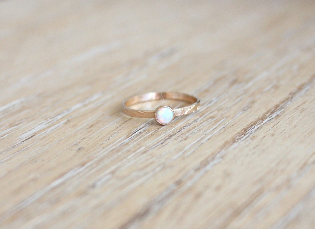 Opal Stacking Ring | 14k Gold Fill or Sterling Silver | Midi Ring