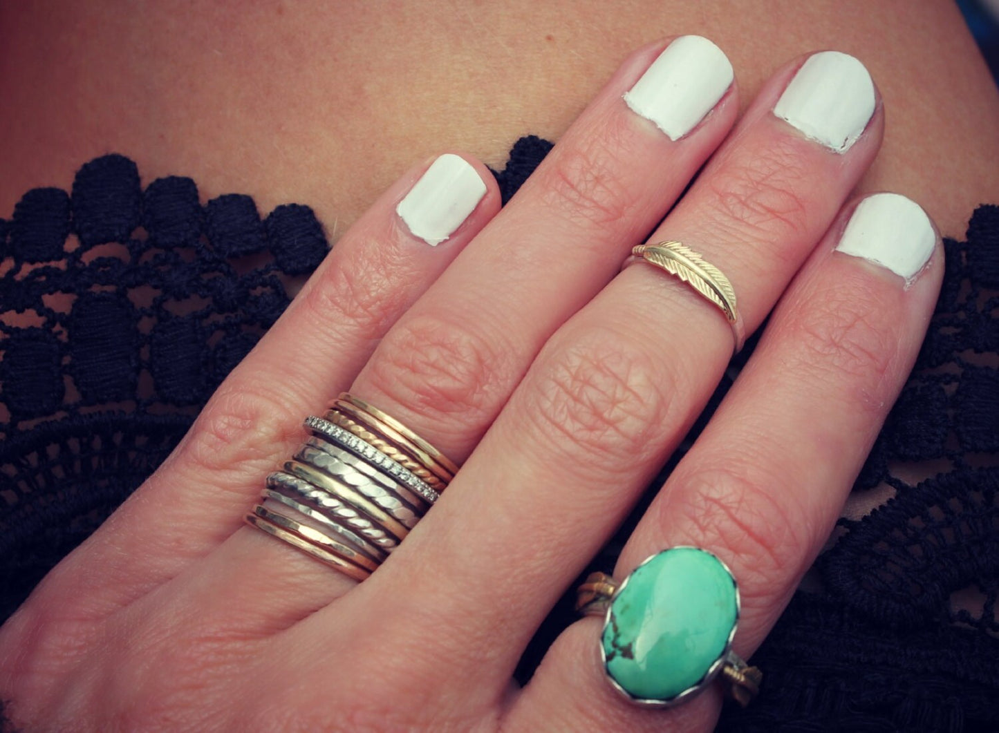 Sterling Silver Feather Ring | Brass Feather Midi Ring | Knuckle Stacking Ring