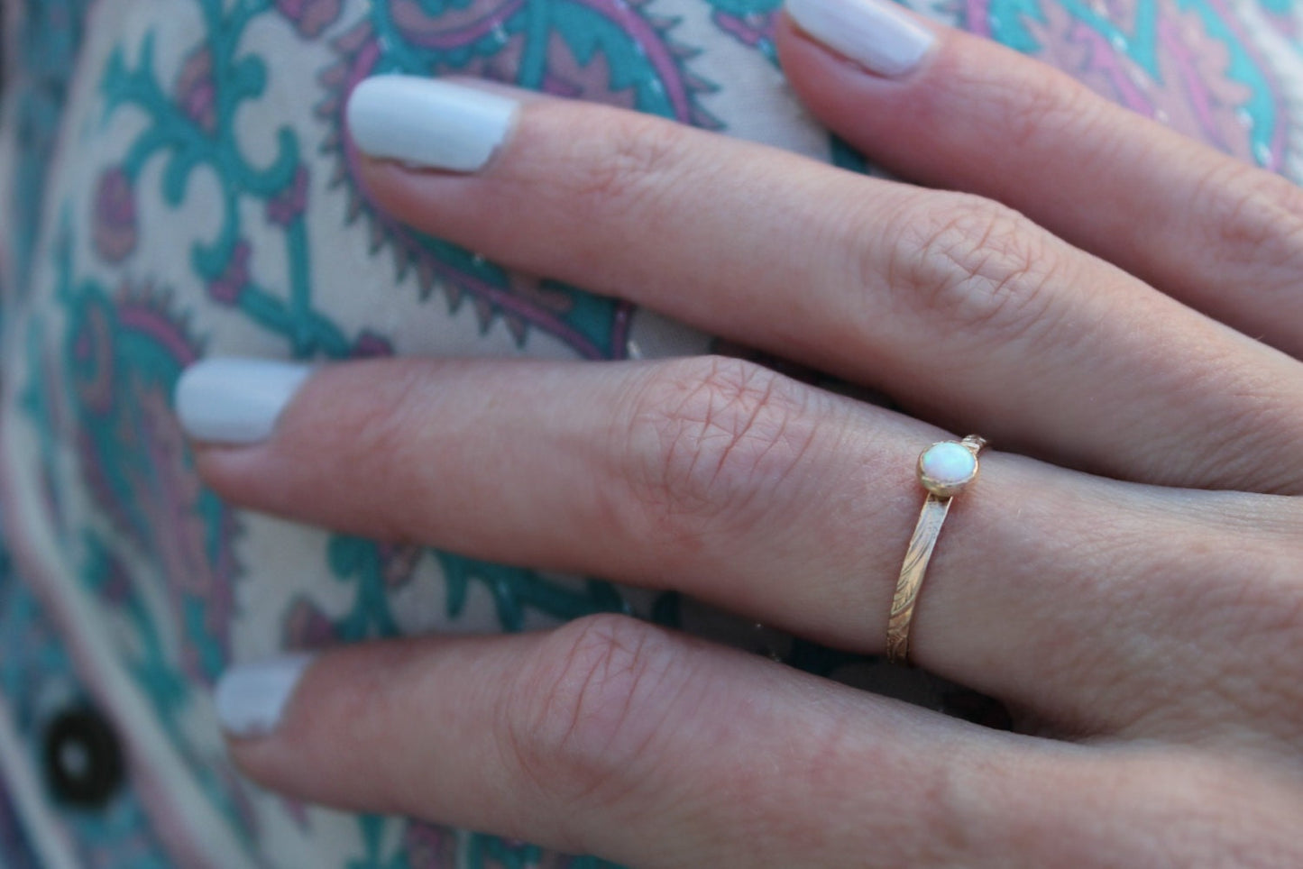 Opal Stacking Ring | 14k Gold Fill or Sterling Silver | Midi Ring