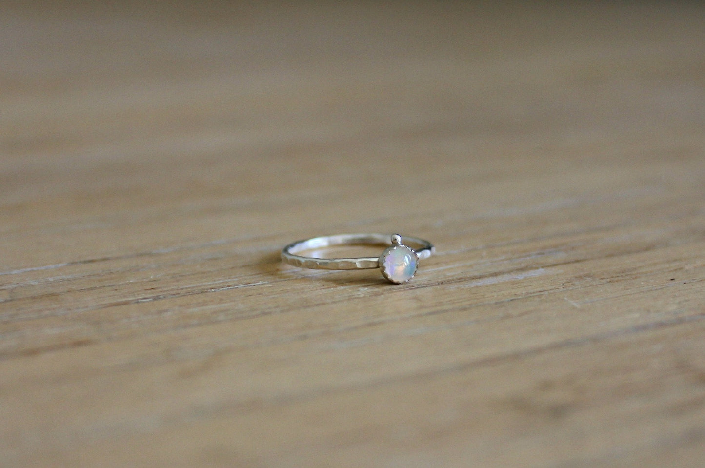Sterling Silver Opal Stacking Ring | Genuine Ethiopian Welo Opal | Midi Ring