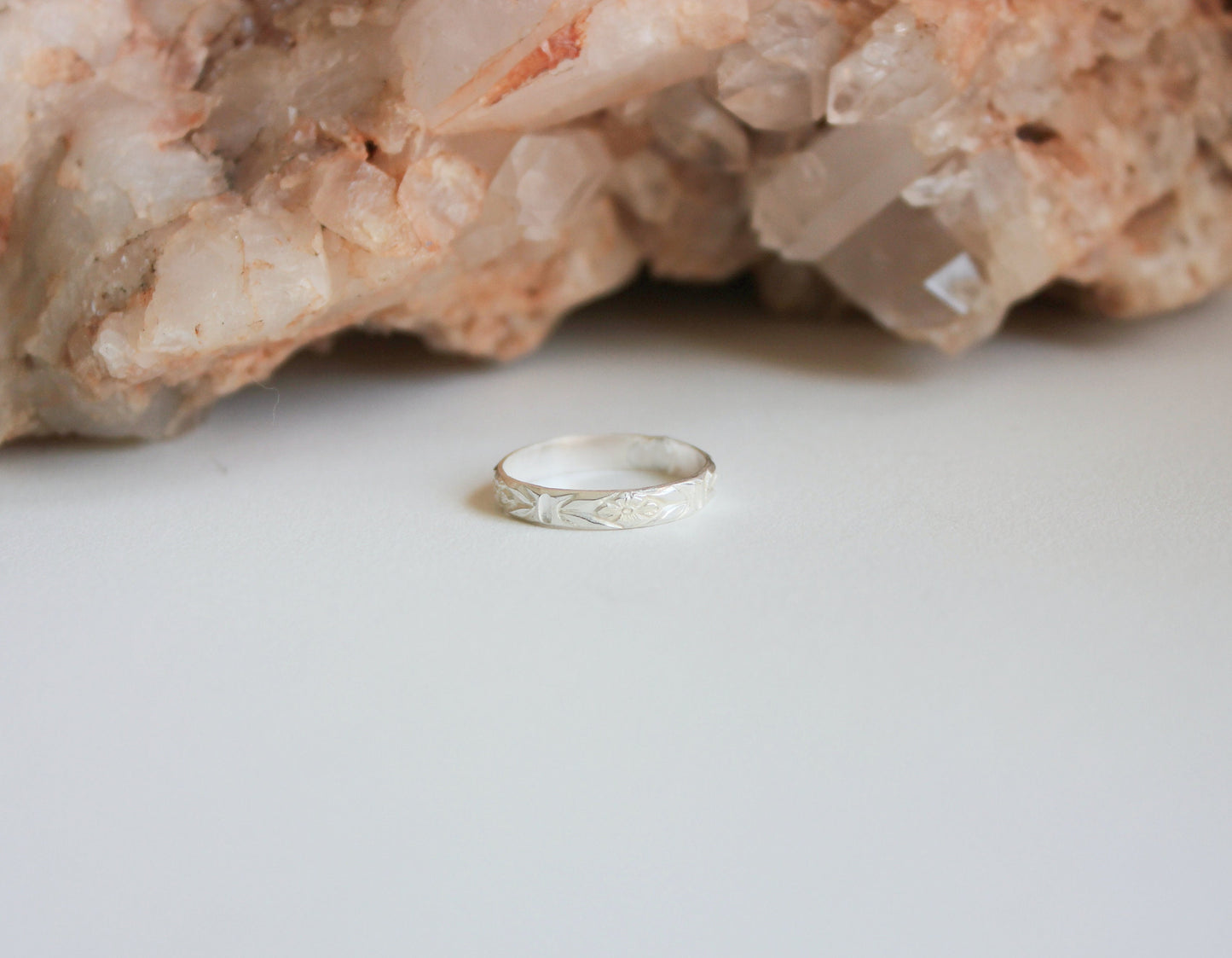 Sterling silver pattered midi ring