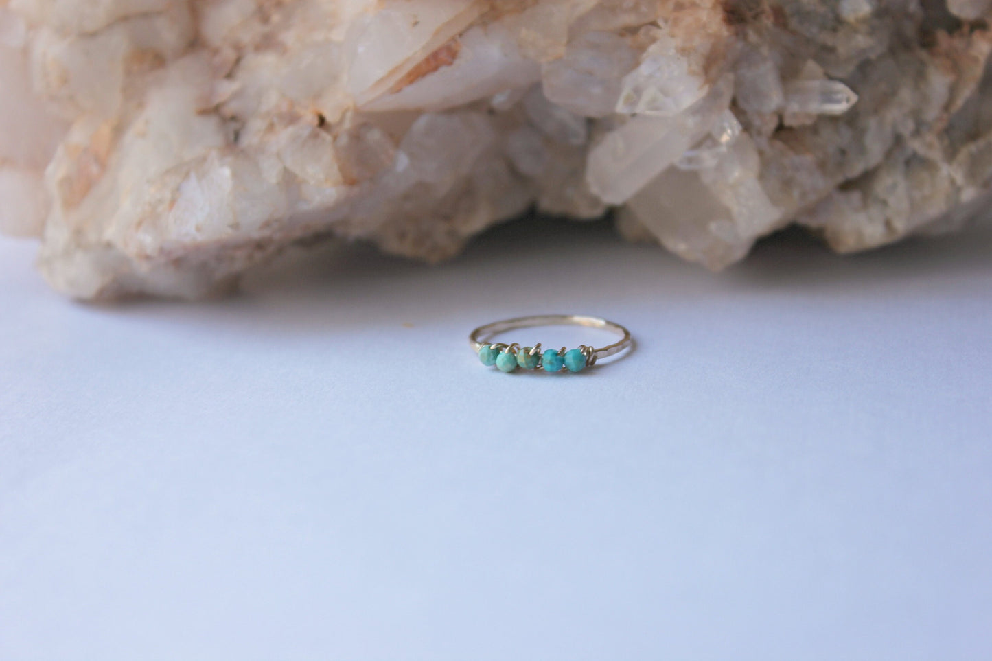 Gold turquoise stacking ring, 14k gold filled ring, December birthstone ring