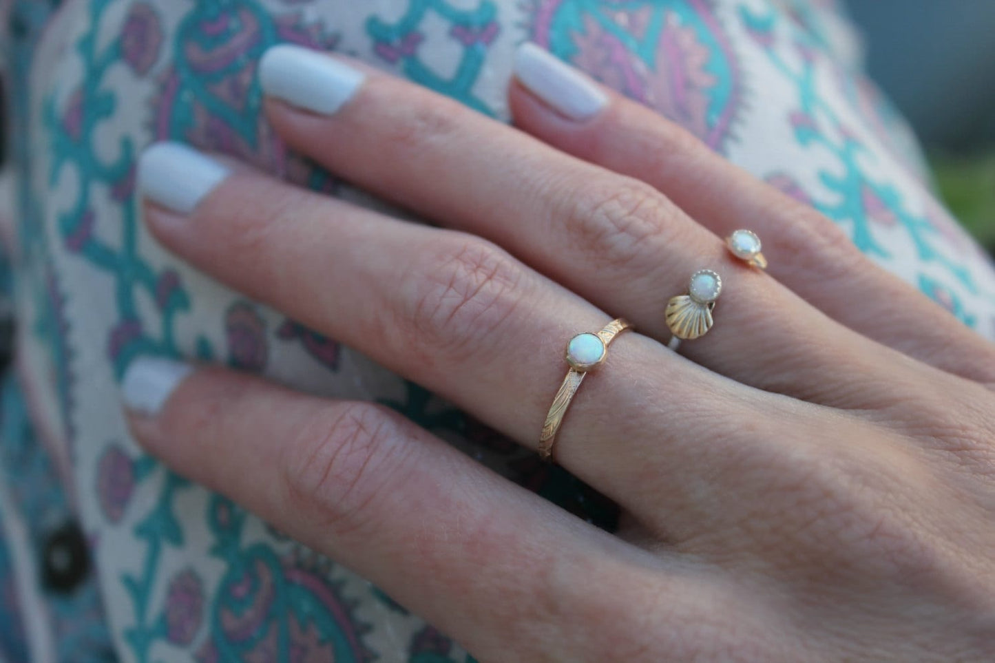 Opal Stacking Ring | 14k Gold Fill or Sterling Silver | Midi Ring