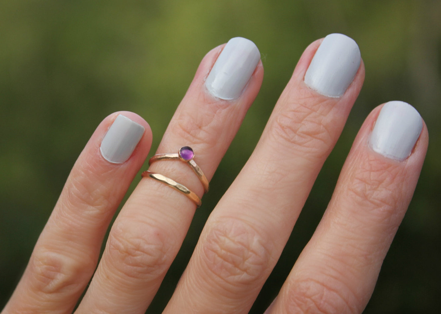 Amethyst midi ring set, gold filled knuckle rings, February birthstone ring set