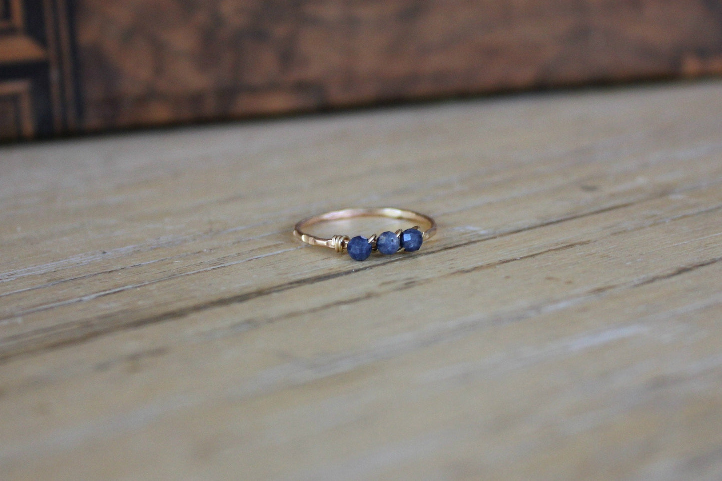Sapphire stacking ring, 14k gold filled ring, September birthstone ring