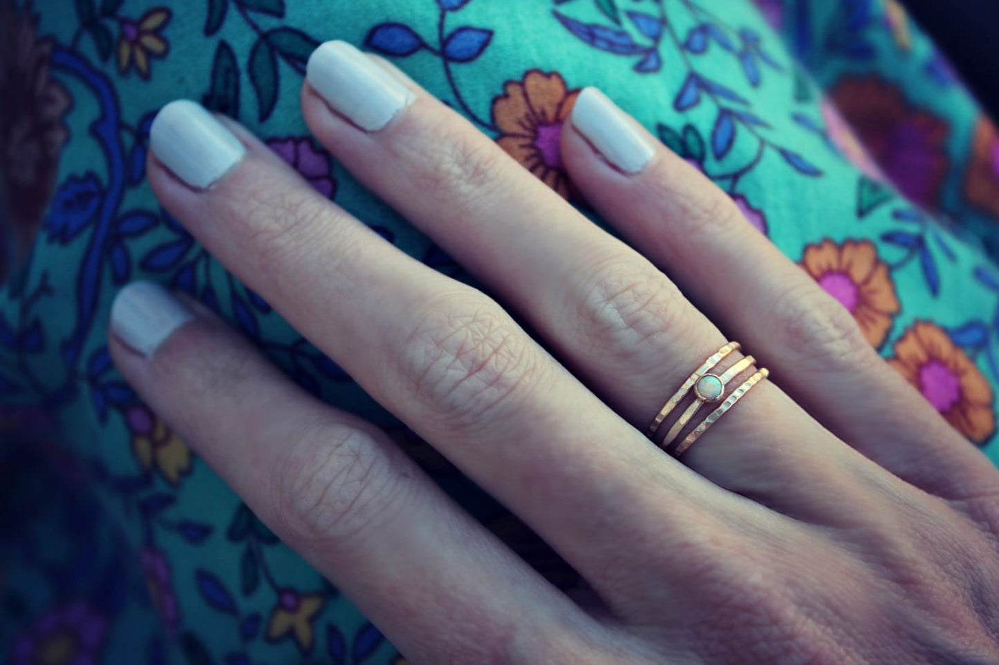 Opal ring set ∙ Gold rings ∙ Opal stacking ring set ∙ Set of three rings ∙  14k gold filled rings ∙ For her