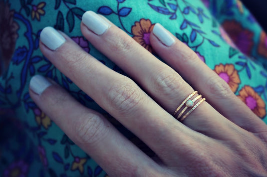 Opal ring set ∙ Gold rings ∙ Opal stacking ring set ∙ Set of three rings ∙  14k gold filled rings ∙ For her