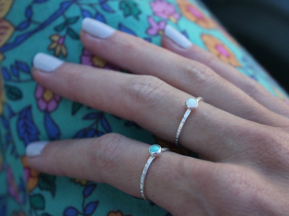 Sterling silver ring, turquoise ring, turquoise, silver rings, stacking rings, midi ring, knuckle ring, sterling silver rings