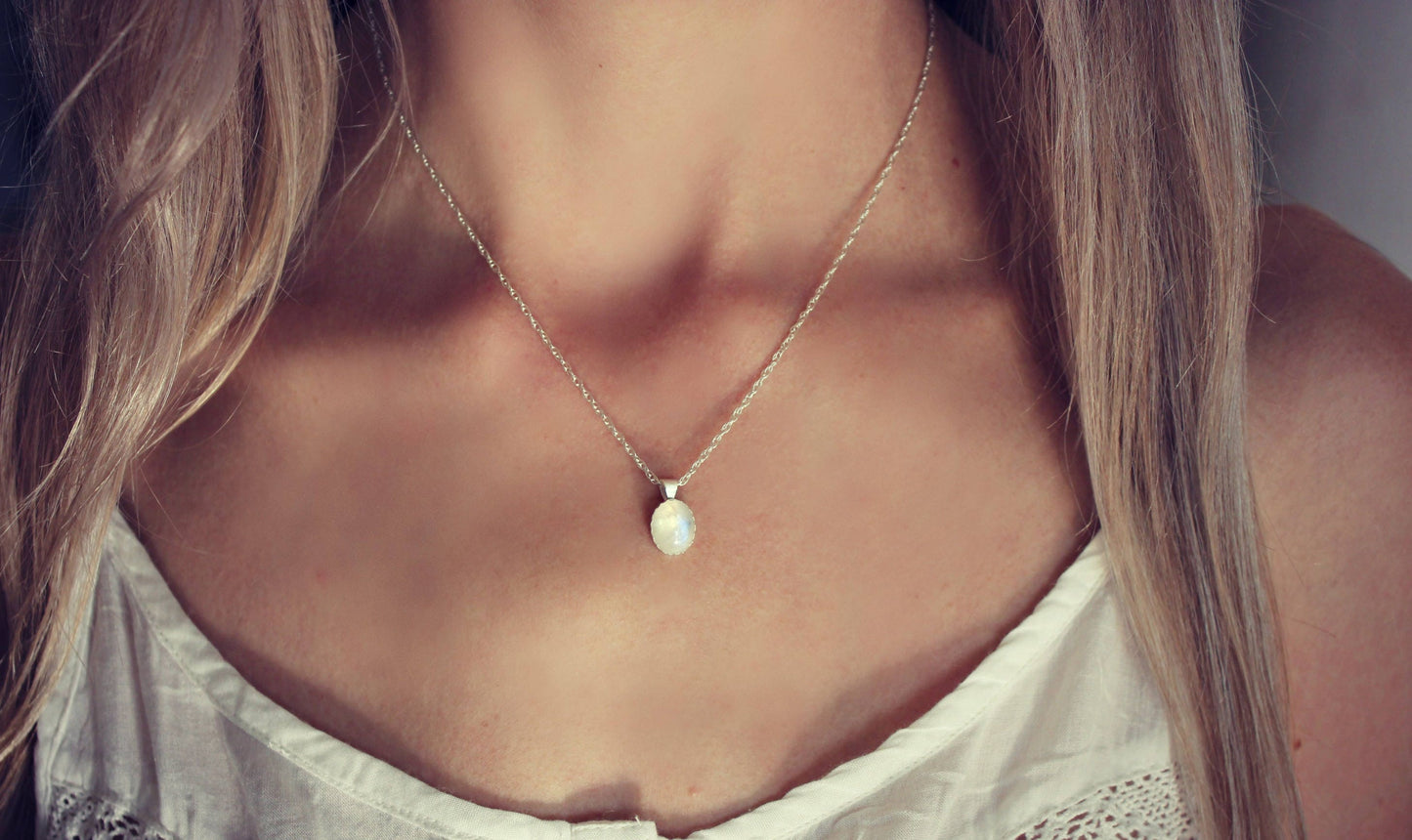 Moonstone necklace, sterling silver moonstone necklace, meaningful jewelry, gifts for mom, gifts for women