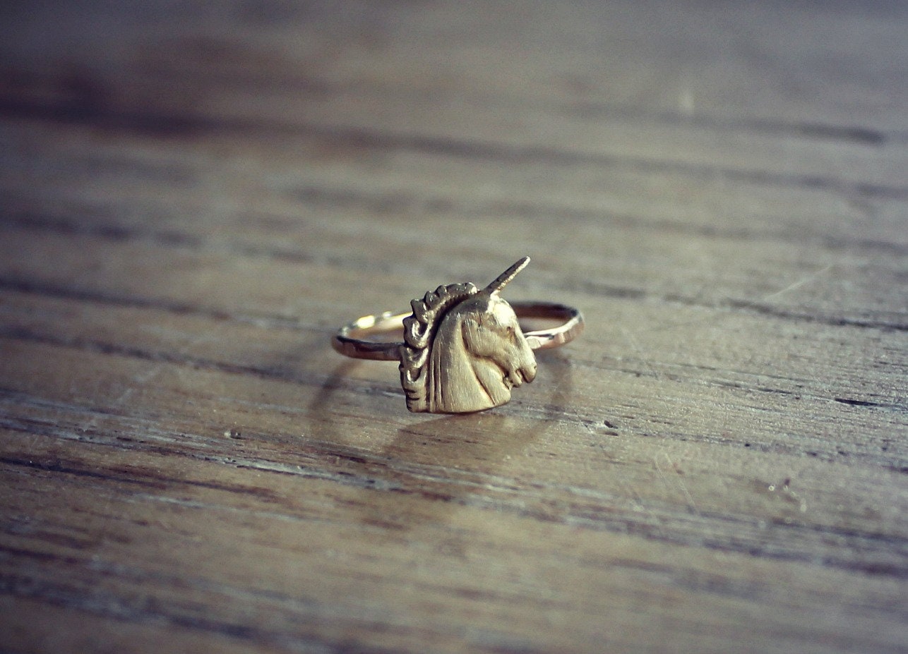 Gold stacking ring, Unicorn ring, 14k gold fill stacking ring, rustic hammered band