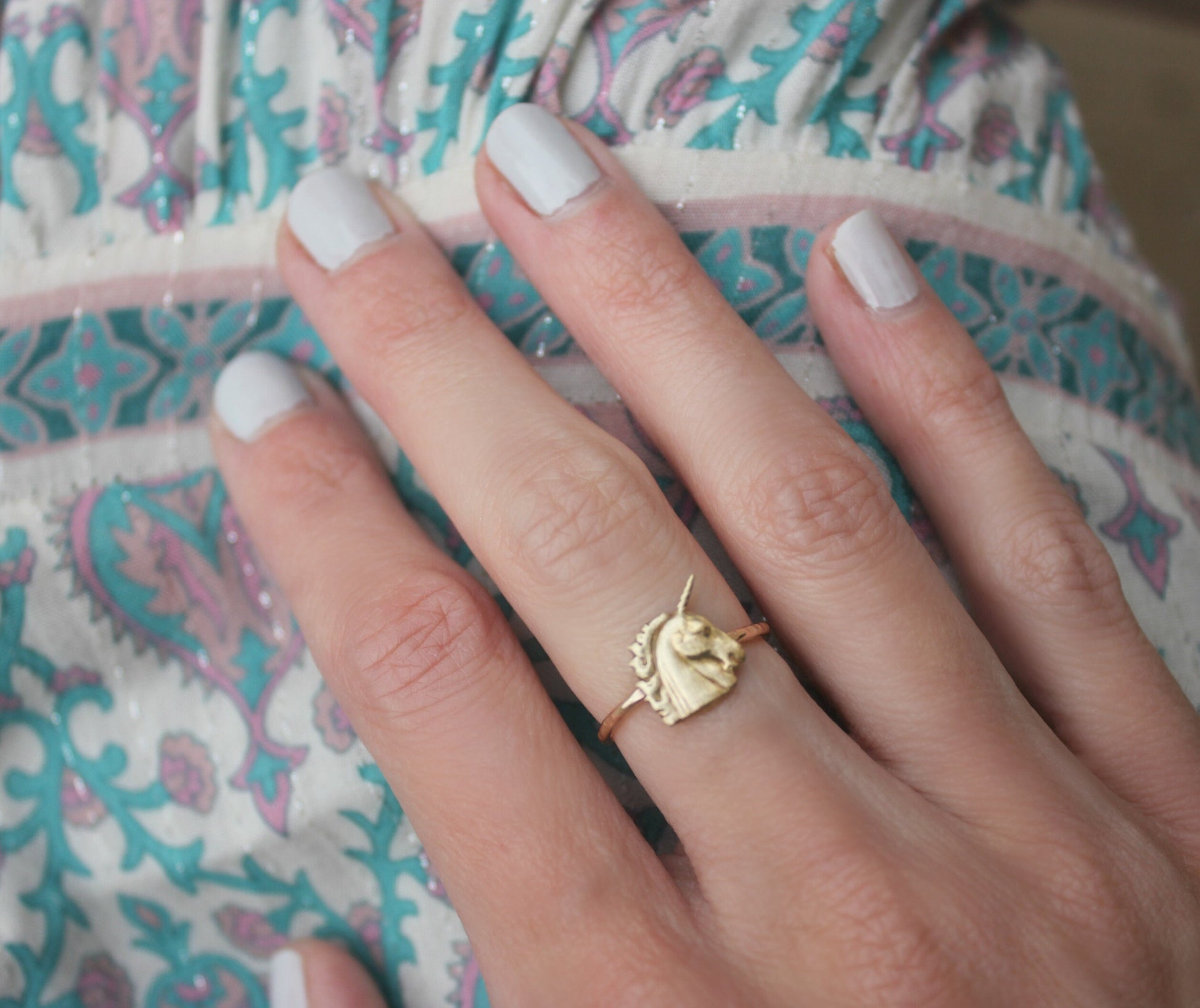 Gold stacking ring, Unicorn ring, 14k gold fill stacking ring, rustic hammered band