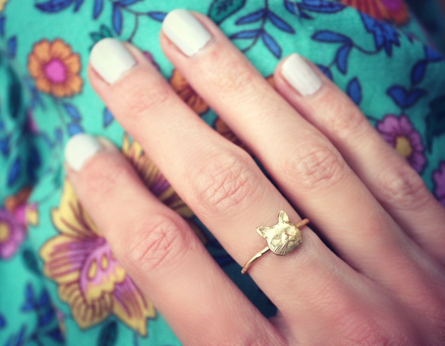 Gold stacking ring, Kitty ring, 14k gold fill stacking ring, cat ring, kitty cat ring