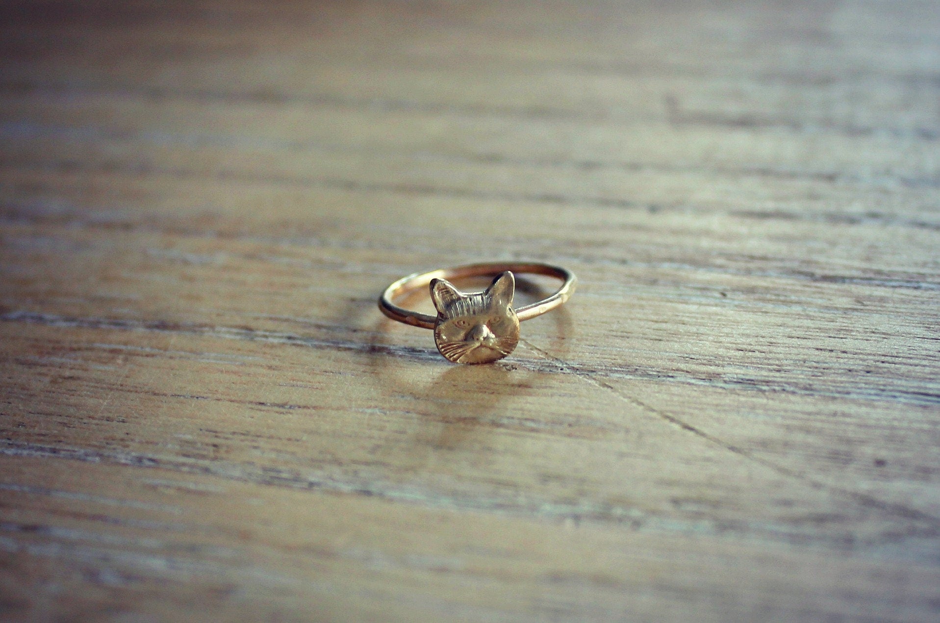 Gold stacking ring, Kitty ring, 14k gold fill stacking ring, cat ring, kitty cat ring