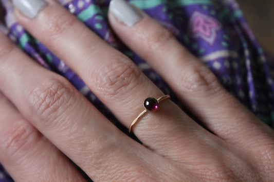 Garnet ring, January Birthstone stacking ring -skinny gold ring, gold Garnet ring, 14k gold filled ring, gold stacking rings