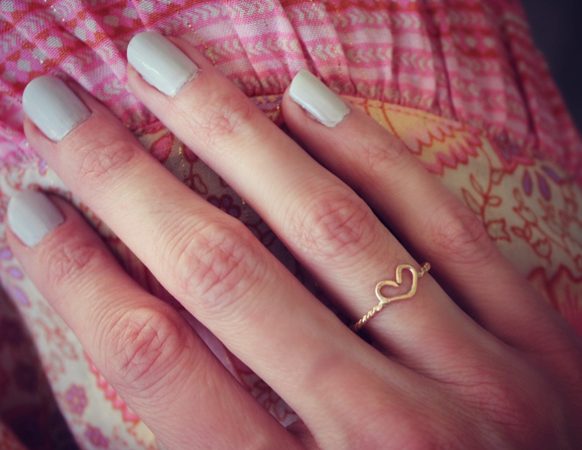 Gold heart ring, mini heart ring, 14k gold fill stacking ring, rustic hammered ring, valentines gift