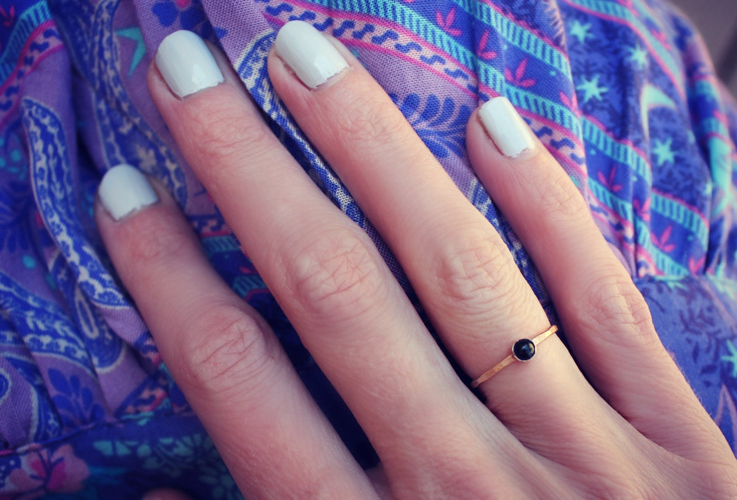 Gold Onyx ring -skinny gold ring, midi rings, gold ring, Onyx ring, 14k gold filled ring - black gemstone ring