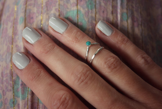 Sterling silver Turquoise knuckle ring set ∙ Stacking rings ∙ Midi rings ∙ Mid finger ring ∙ knuckle ring set ∙ Silver rings