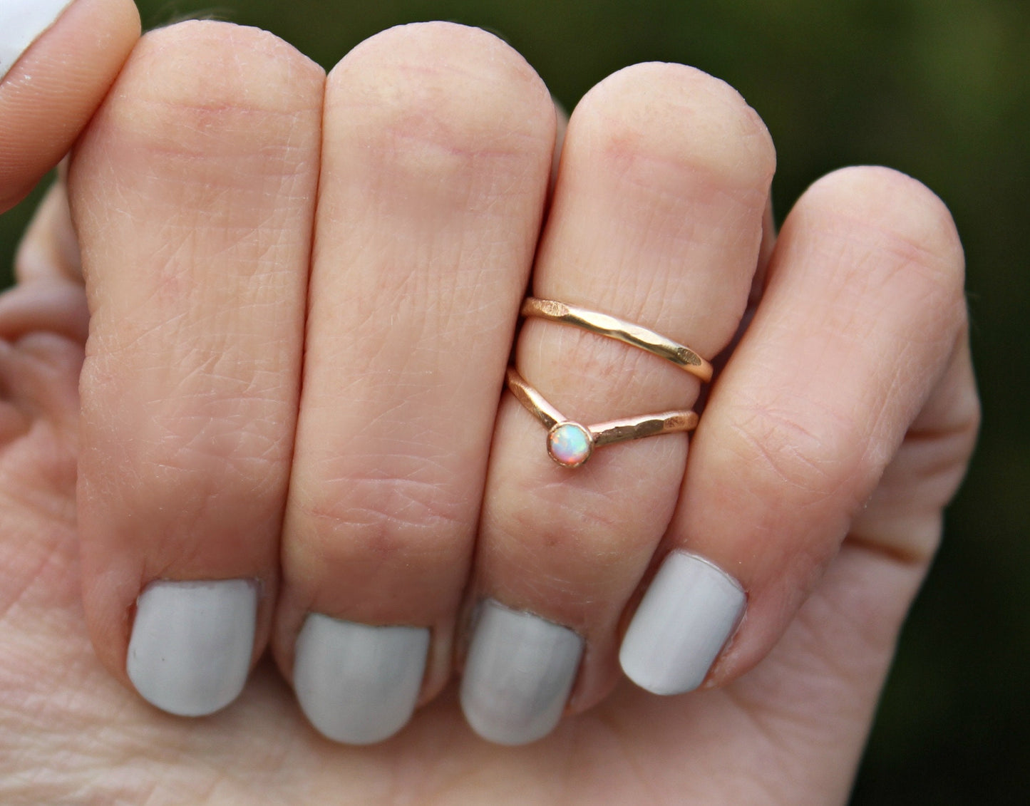 Midi ring set, Gold filled Opal knuckle ring set - October birthstone rings, stacking rings - midi rings, knuckle ring set, gold rings