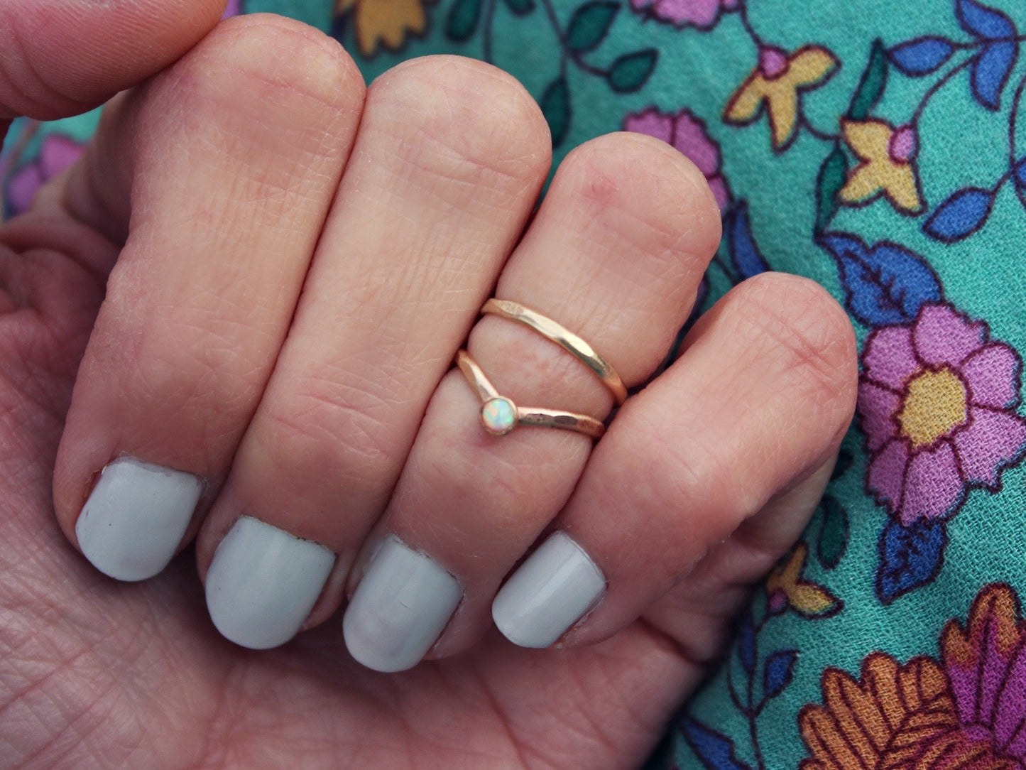 Midi ring set, Gold filled Opal knuckle ring set - October birthstone rings, stacking rings - midi rings, knuckle ring set, gold rings