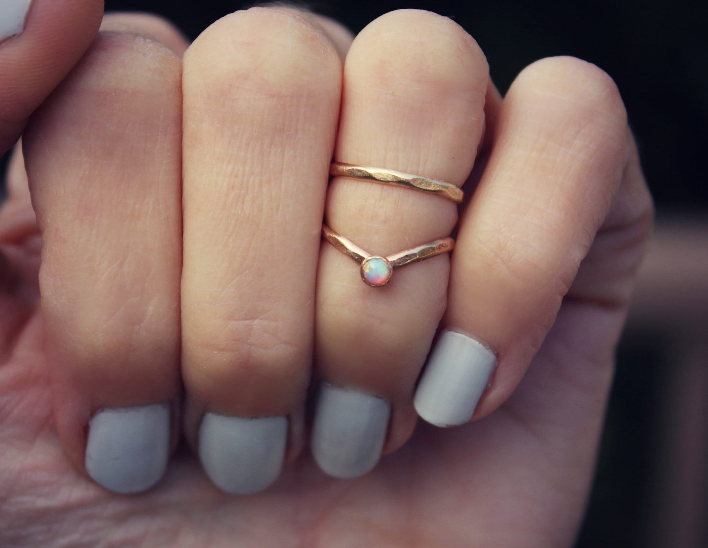 Midi rings, knuckle ring, midi ring set, Opal midi ring, - October birthstone, midi rings, mid finger ring, knuckle ring set, gold rings
