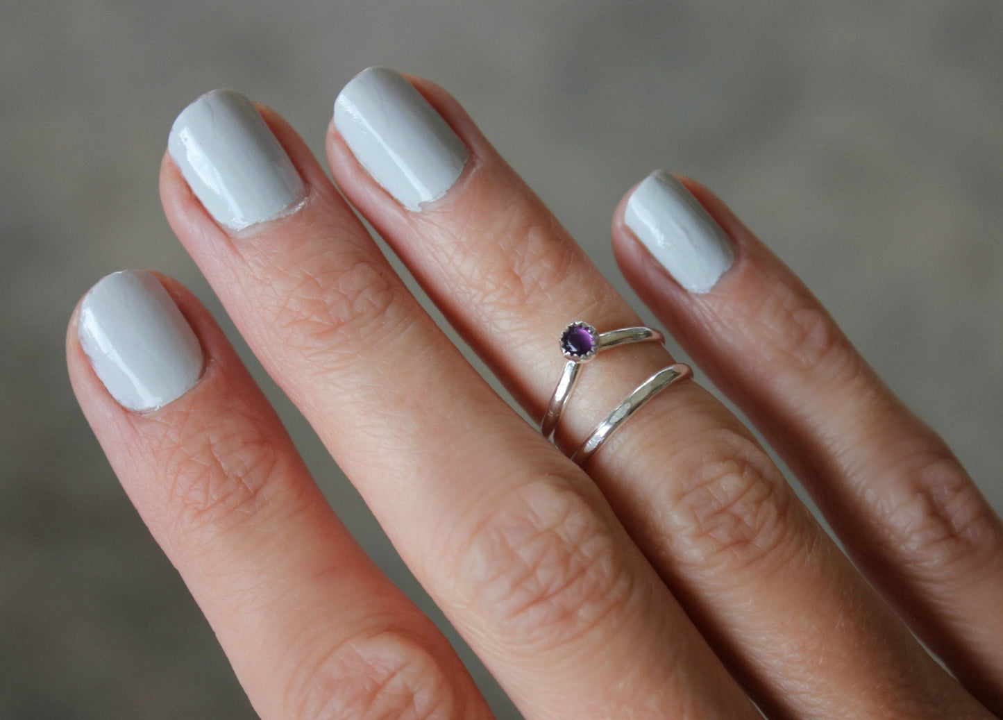Midi rings, knuckle ring, Sterling silver Amethyst ring, knuckle ring set, February birthstone, midi rings, mid finger ring, silver rings