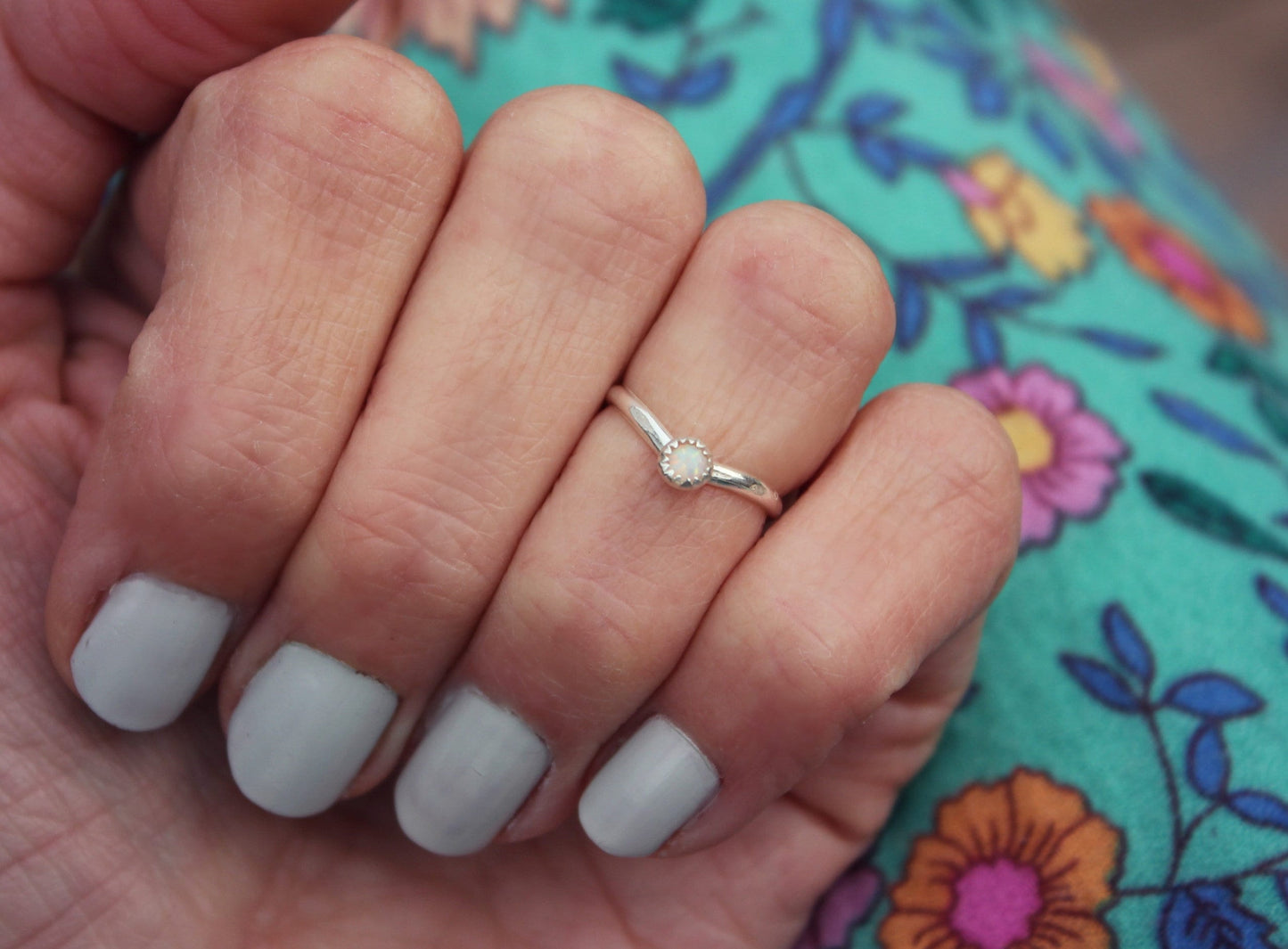 Midi rings, knuckle ring, Sterling silver Opal knuckle ring, chevron stacking ring - midi ring, silver ring
